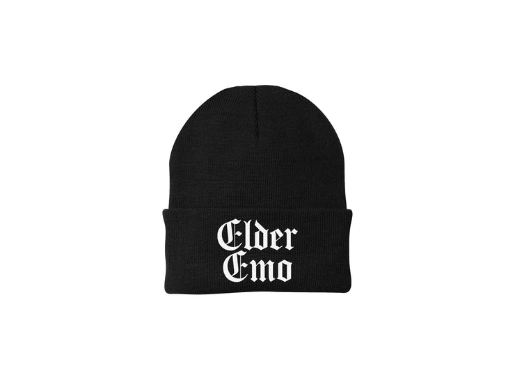 Elder Emo - Black Embroidered Winter Beanie