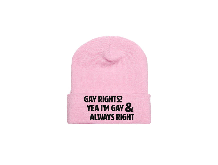 Gay Rights? Yea I'm Gay & Always Right -  Embroidered Winter Beanie