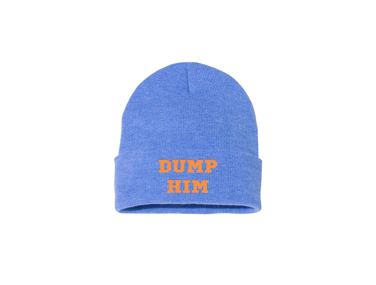 Dump Him - Blue Embroidered Winter Beanie