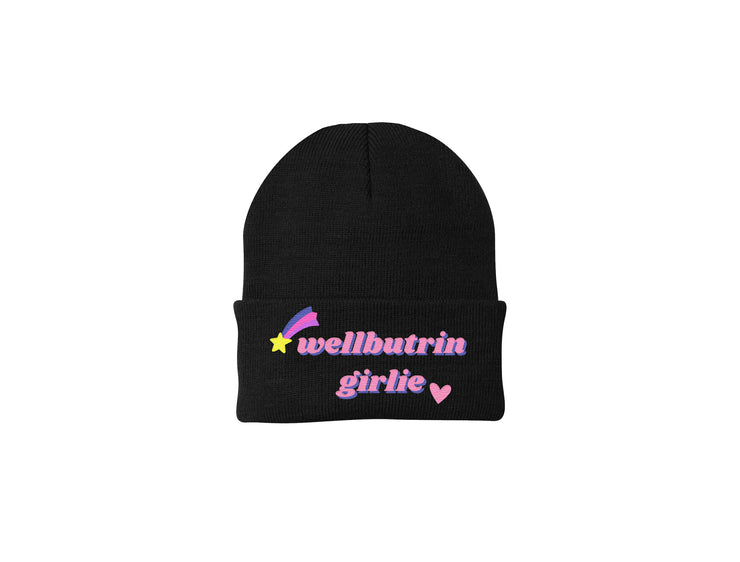 Wellbutrin Girlie - Embroidered Winter Beanie