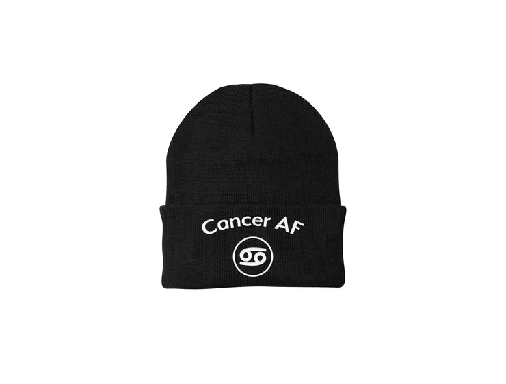 Cancer AF - Horoscope Embroidered Winter Beanie