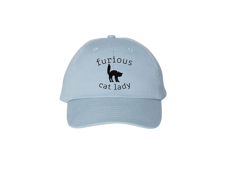 Furious Cat Lady - Baby Blue Embroidered Dad Hat