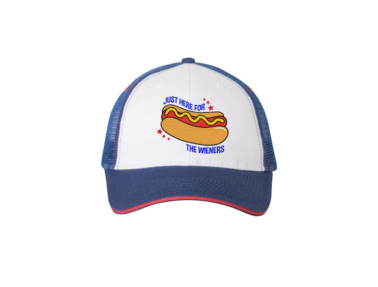 Just Here For The Wieners - Embroidered Trucker Hat