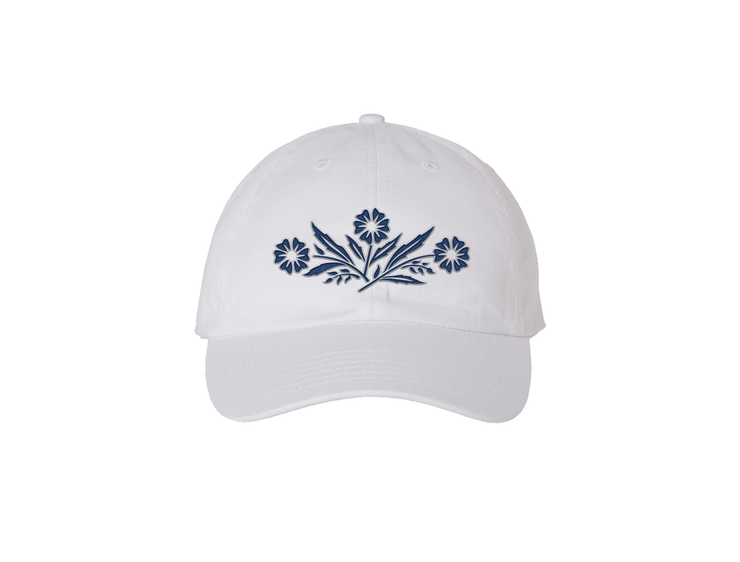 Corningware Blue Corn Flower Embroidered Dad Hat