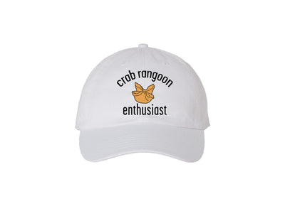 Crab Rangoon Enthusiast- White Embroidered Dad Hat