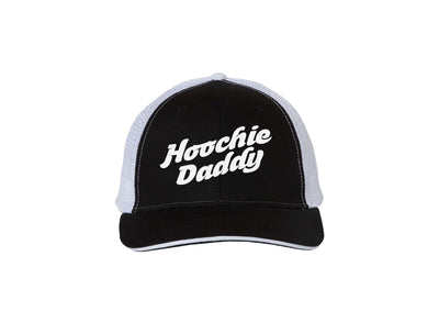 Hoochie Daddy -  Black and White Embroidered Trucker Hat