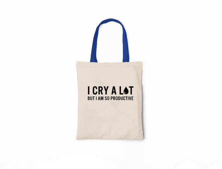 I Cry A Lot But I Am So Productive - Canvas Tote Bag, Tortured Poet's Department