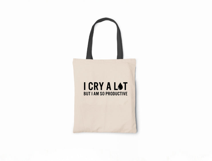 I Cry A Lot But I Am So Productive - Canvas Tote Bag, Tortured Poet's Department