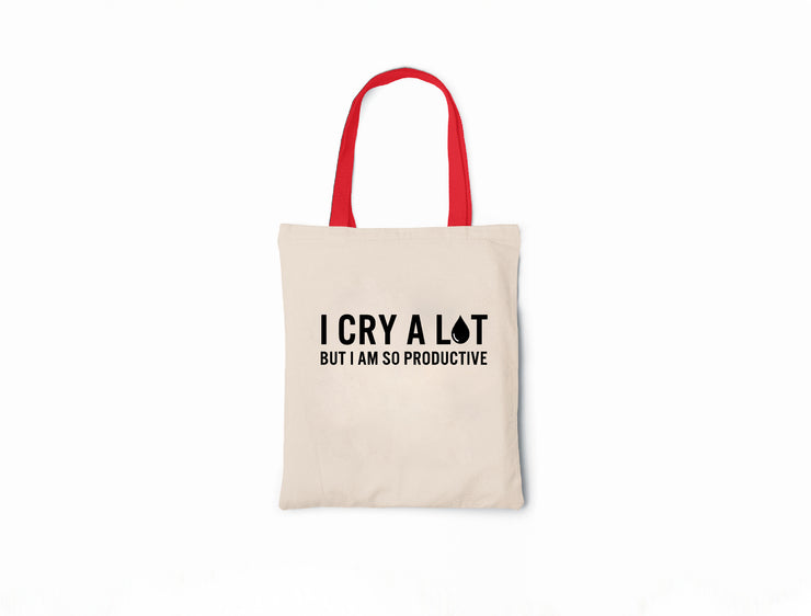 I Cry A Lot But I Am So Productive - Canvas Tote Bag, Tortured Poet's Department