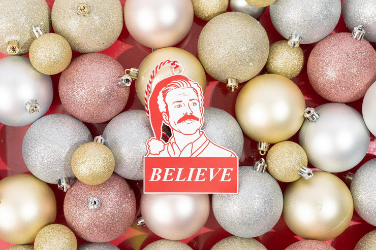 Ted Lasso - Believe - Red and White Acrylic Christmas Ornament